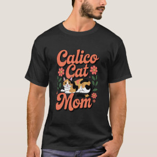 Vintage Calico Cat Mom Shirt with Flowers Distress