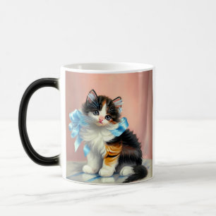 Vintage Calico Kitten Illustration Magic Mug