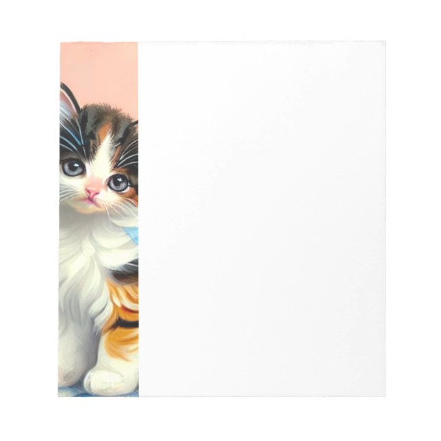 Vintage Calico Kitten Illustration Notepad (Front)