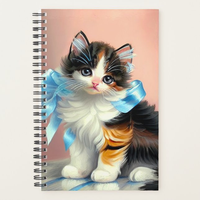 Vintage Calico Kitten Illustration Planner (Front)
