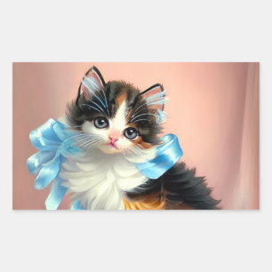 Vintage Calico Kitten Illustration Sticker