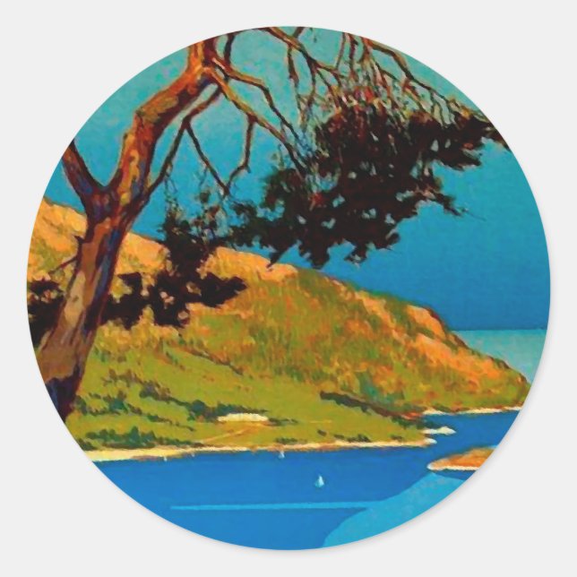 Vintage California Coast Travel Classic Round Sticker (Front)