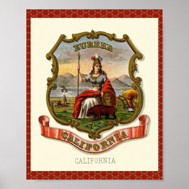 Vintage California Coat of Arms Poster (Front)