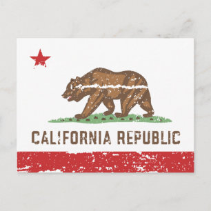 Vintage CALIFORNIA Flag Postcard