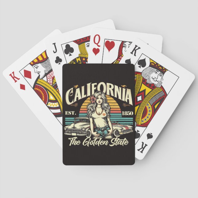 Vintage California Girl Playing Cards (Back)