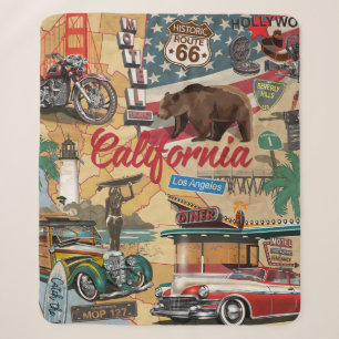 Vintage California poster with tourist attractions Sherpa Blanket