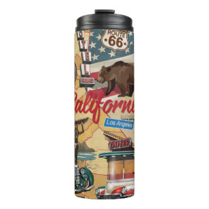 Vintage California poster with tourist attractions Thermal Tumbler
