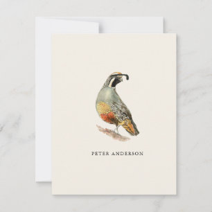 Vintage California quail flat note card