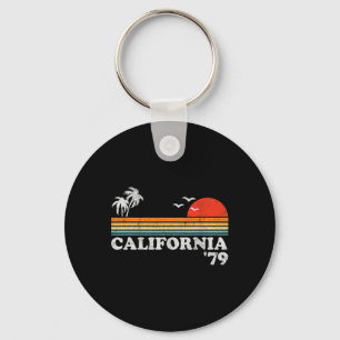 Vintage California Retro Sunset Beach Surfing 70's Keychain