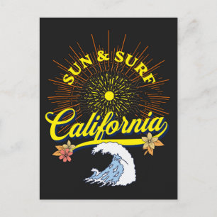 Vintage California Sun and Surf Retro Travel Postcard