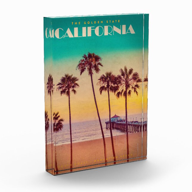 Vintage California Sunset Beach Photo Block (Left)