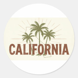 Vintage California Sweatshirt   Retro Palm Tree St Classic Round Sticker