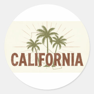 Vintage California Sweatshirt | Retro Palm Tree St Classic Round Sticker