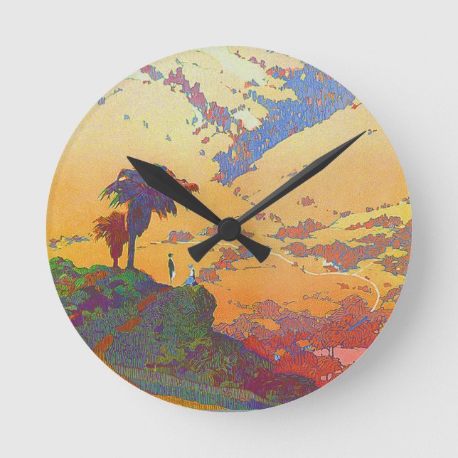 Vintage California Travel Acrylic Wall Clock (Front)