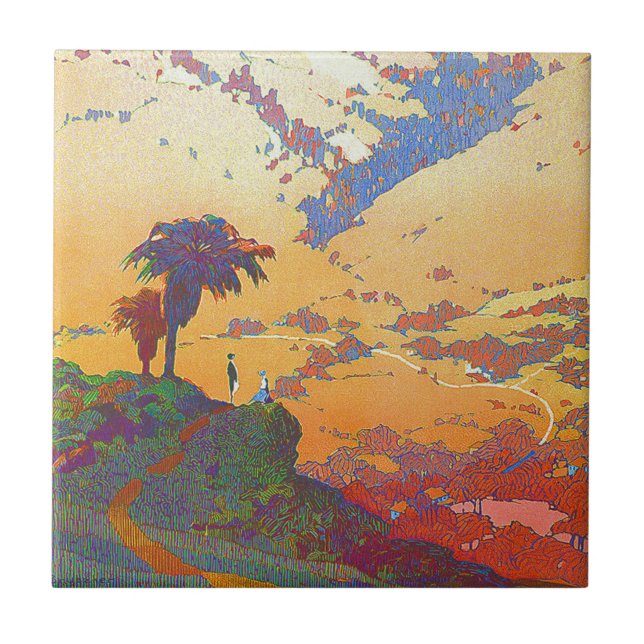 Vintage California Travel Ceramic Tile (Front)