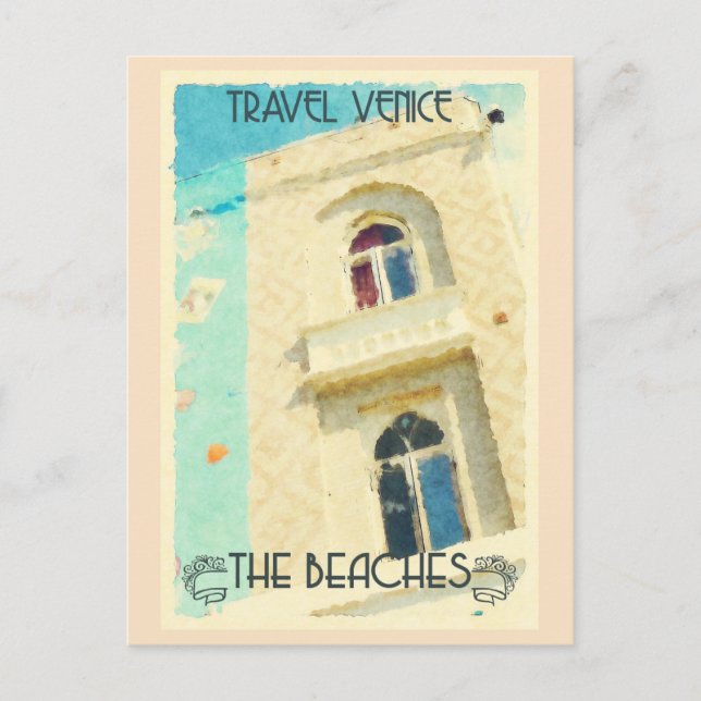 Vintage California Venice Beach Retro Travel Postcard (Front)