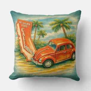 Vintage California Vibe Throw Pillow