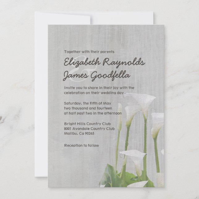 Vintage Calla Lillies Wedding Invitations