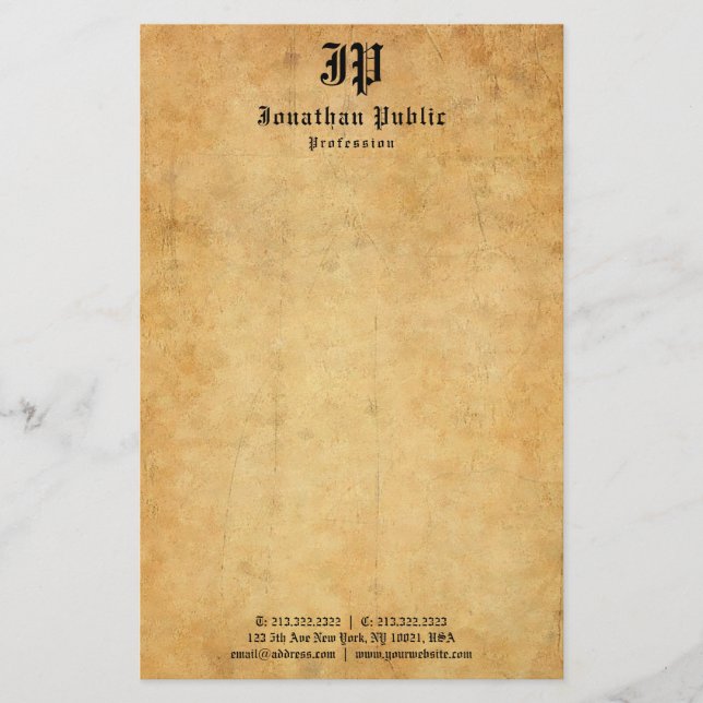 Vintage Calligraphed Monogram Template Elegant Stationery (Front)