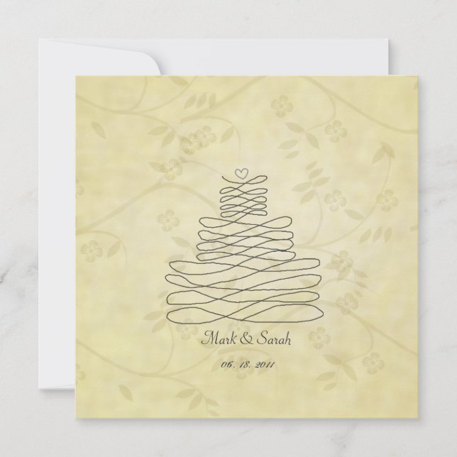 Vintage Calligraphy Flourish Cake Sq. Invitation (Front)