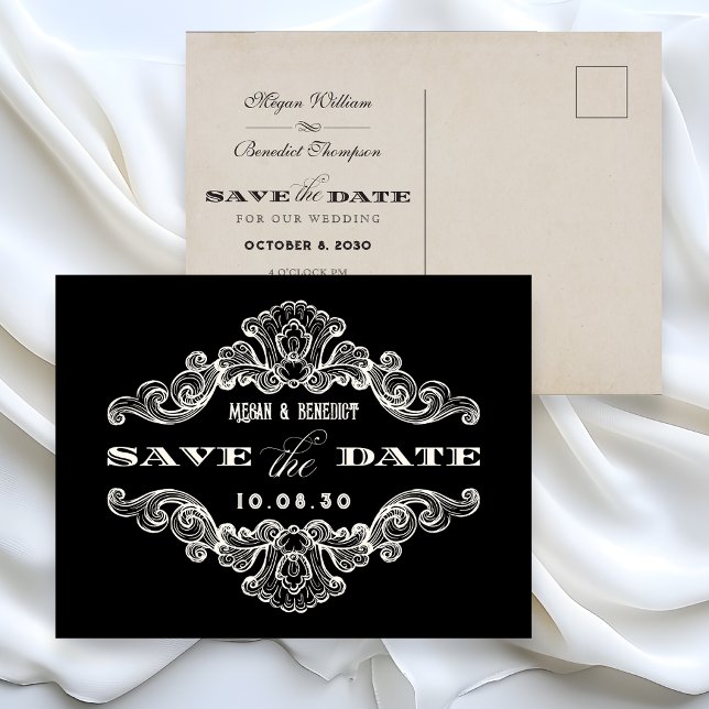 Vintage calligraphy gothic wedding Postcard (Creator Uploaded)
