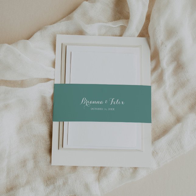 Vintage Calligraphy Green Wedding   Invitation Belly Band (Creator Uploaded)