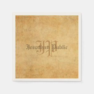 Vintage Calligraphy Monogram Wedding Text Template Napkin