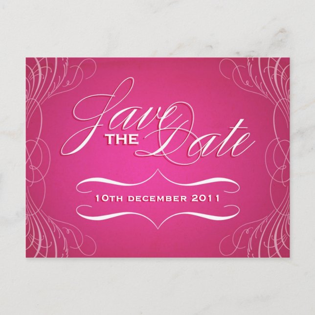 Vintage Calligraphy Save the Date postcard (Front)
