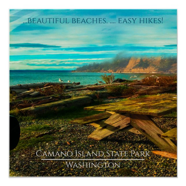 Vintage Camano Island State Park WA ,Editable Poster (Front)