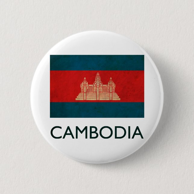 Vintage Cambodia 2 Inch Round Button (Front)
