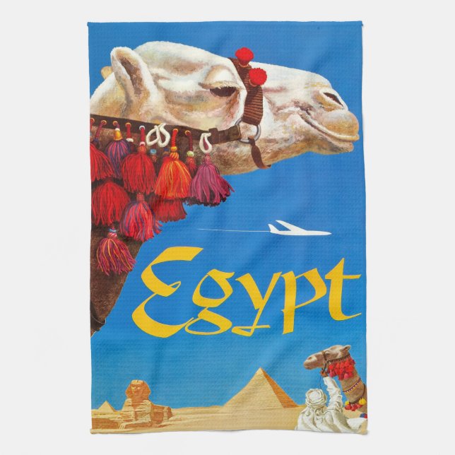 Vintage Camel and Pyramids Kitchen Towel (Vertical)