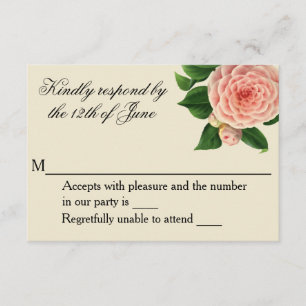 Vintage Camellia Botanical RSVP
