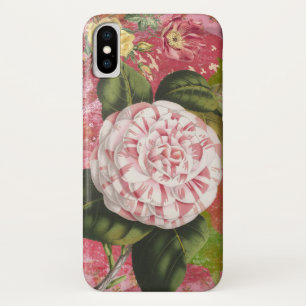 Vintage Camellia Collage Elegant Pink iPhone X Case