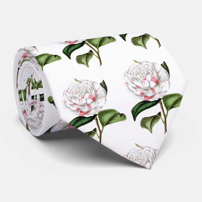 Vintage Camellia Print Tie (Rolled)