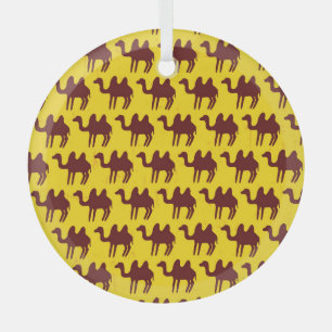 Vintage Camels: Desert Inspired Pattern. Glass Ornament