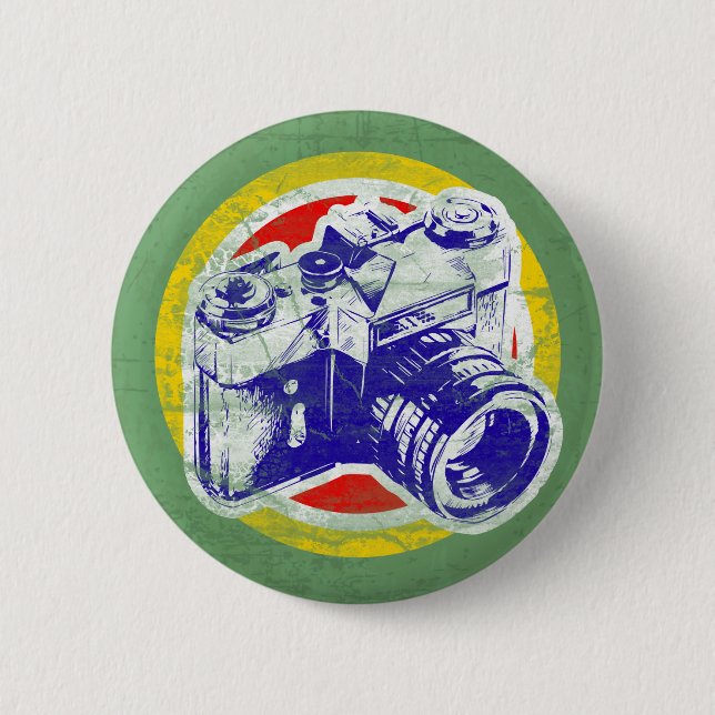 Vintage Camera 2 Inch Round Button (Front)