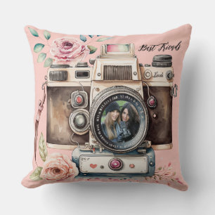 Vintage Camera Best Friends Photo Throw Pillow
