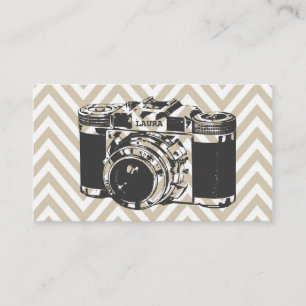 Vintage Camera Chevron Photographer Business Cards