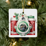 Vintage Camera  Christmas Photo Ceramic Ornament<br><div class="desc">This fun Christmas ornament features a whimsical vintage camera with a place for you to insert a photo in the centre of the lens.</div>