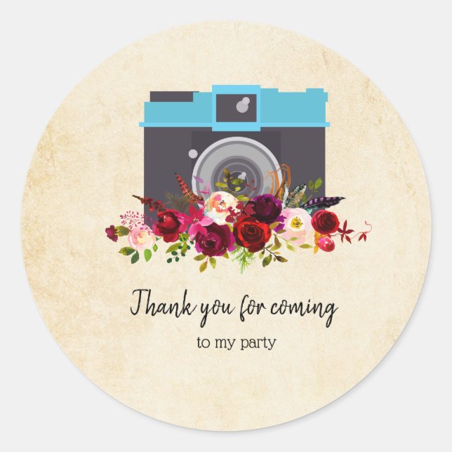 Vintage camera classic round sticker (Front)