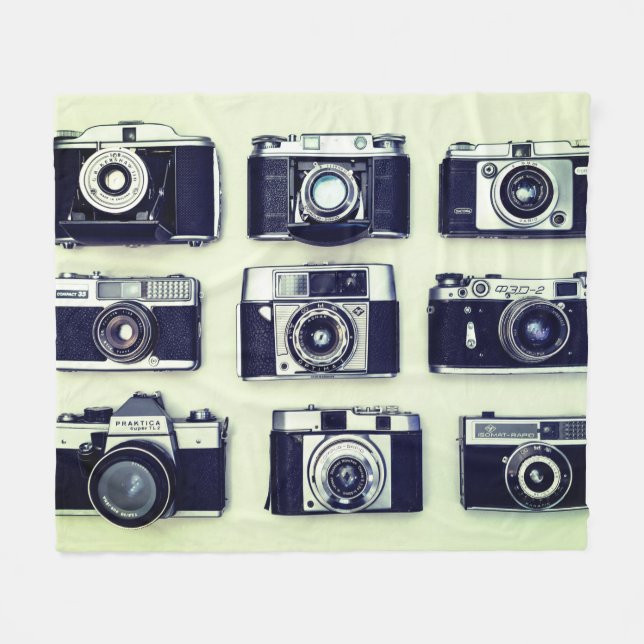 Vintage Camera Filming  Fleece Blanket (Front (Horizontal))