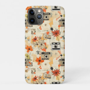Vintage Camera Floral Orange Mustard Ephemera iPhone 11 Pro Case