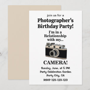 Vintage Camera Funny Photographer Birthday Party Invitation