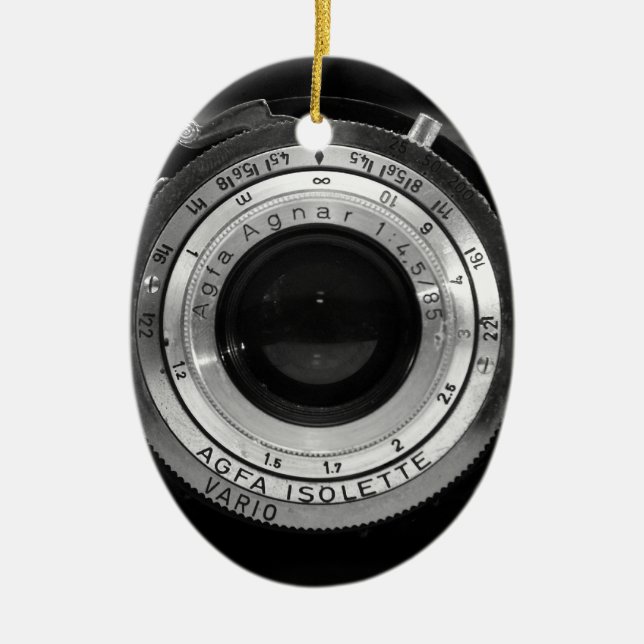 Vintage camera lens ceramic ornament (Front)