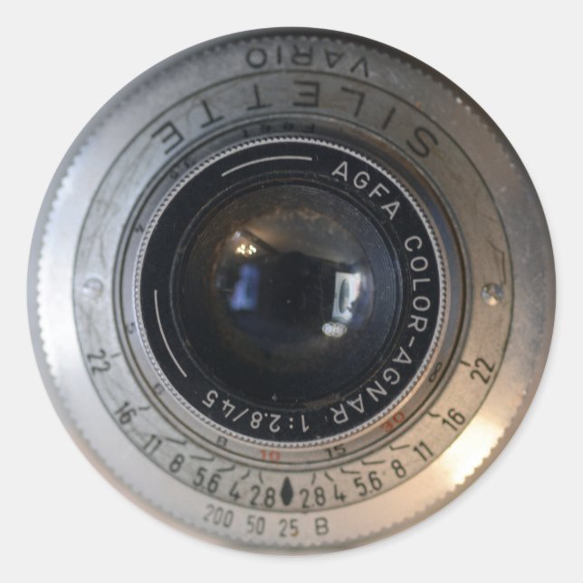 Vintage Camera Lens Close Up Classic Round Sticker (Front)