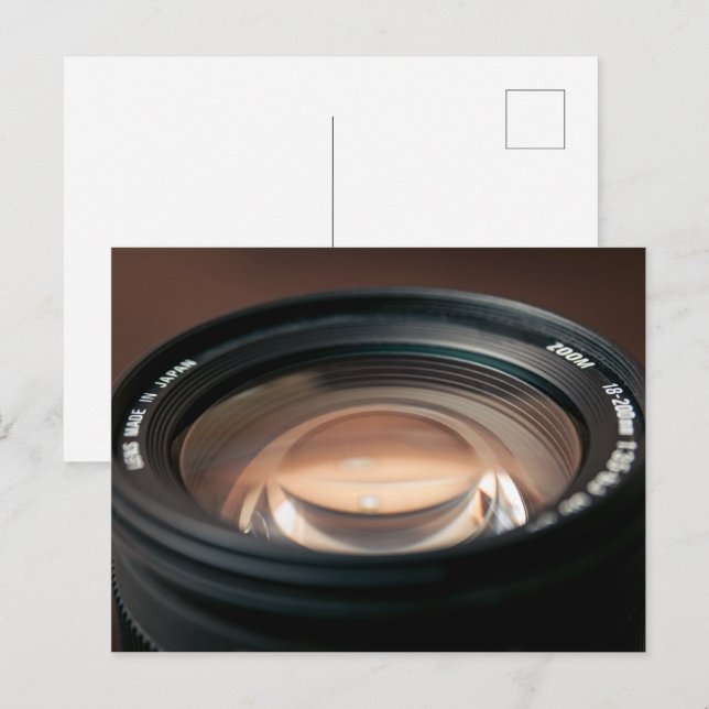 Vintage camera lens postcard (Front/Back)