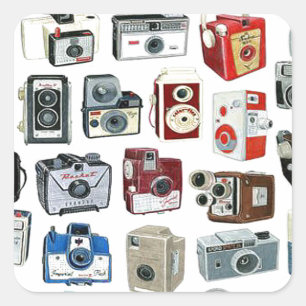 Vintage Camera Montage Square Sticker