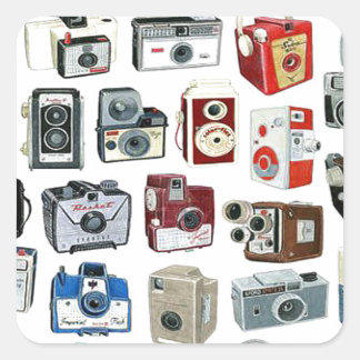 Vintage Camera Montage Square Sticker