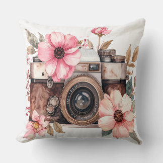 Vintage Camera Mug - Photography Lover Retro Gift Throw Pillow