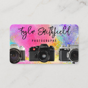 Vintage Camera Paint Splatter Photography Business Card